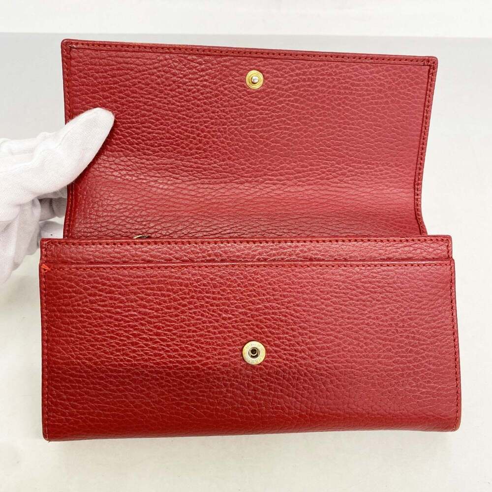 Gucci GG Marmont Leather Long Wallet 456116 Red Women's - Picture 9 of 10